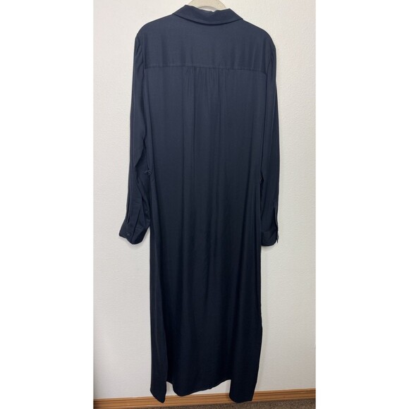 Madewell Large Utility Tie Waist Maxi Button Front Shirt Dress Navy Blue NWT - Picture 13 of 15